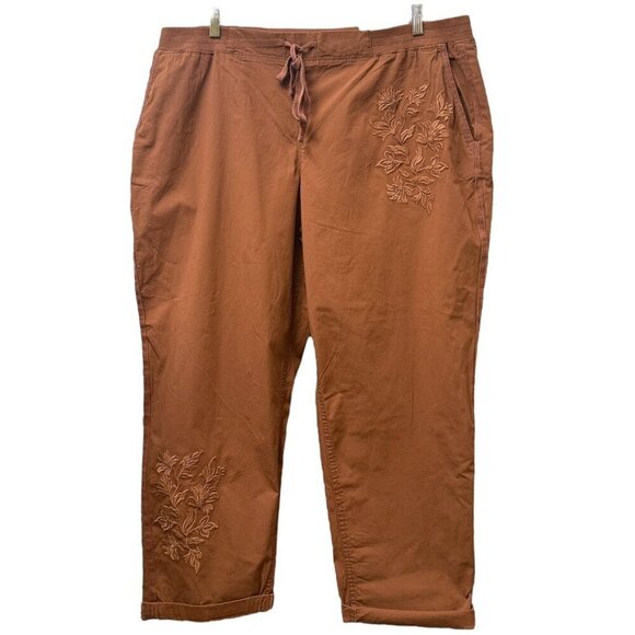 Style & Co. Embroidered Cropped Pants XXL Comfort Waist Pull On Ankle Capris - Picture 1 of 13